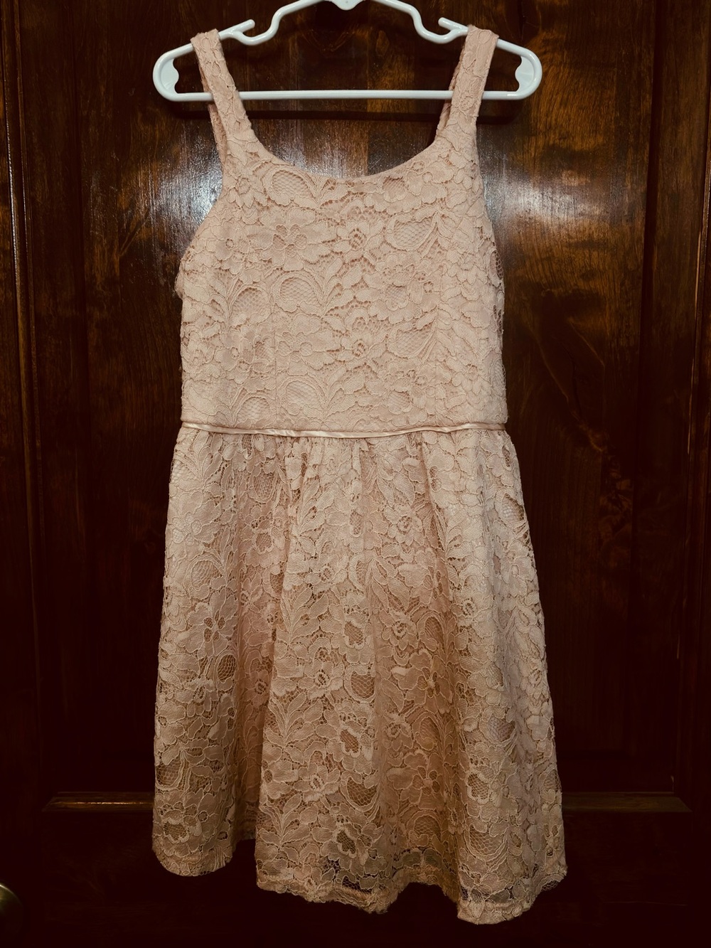Girls light pink/ blush Lace Overlay Dress